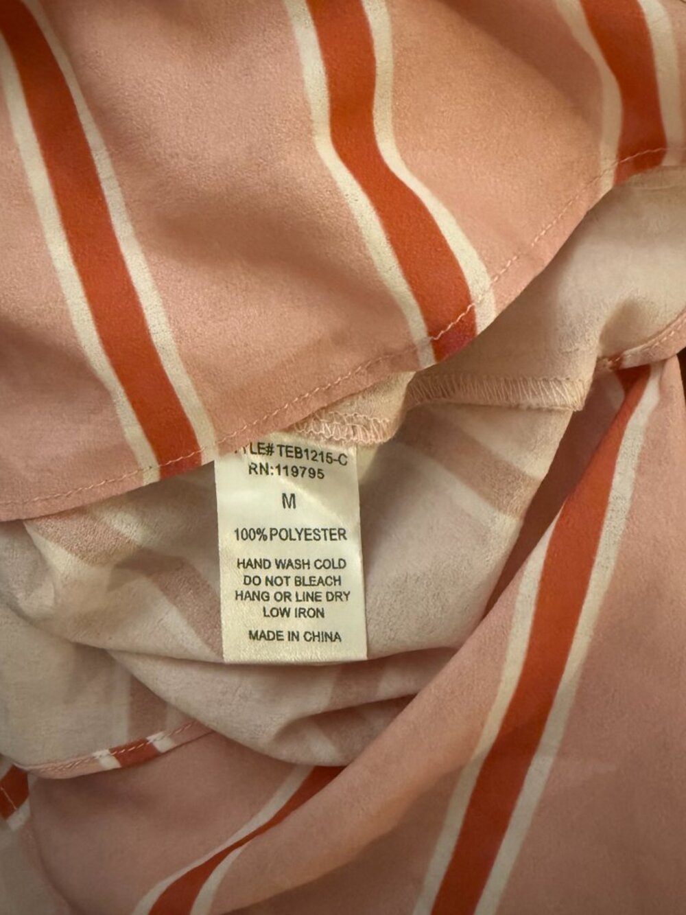 THE MOON Pink Stripe Tie Neck Peplum Blouse Size M Romantic Puff Sleeve Top - Picture 8 of 8